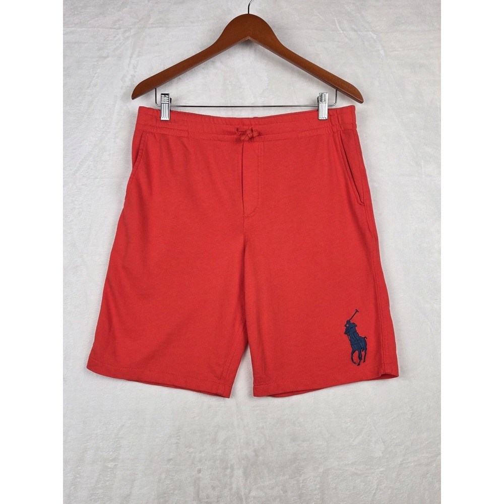 Polo Ralph Lauren Boys Shorts Size XL 18-20 Red Big Pony Cotton Knit Drawstring